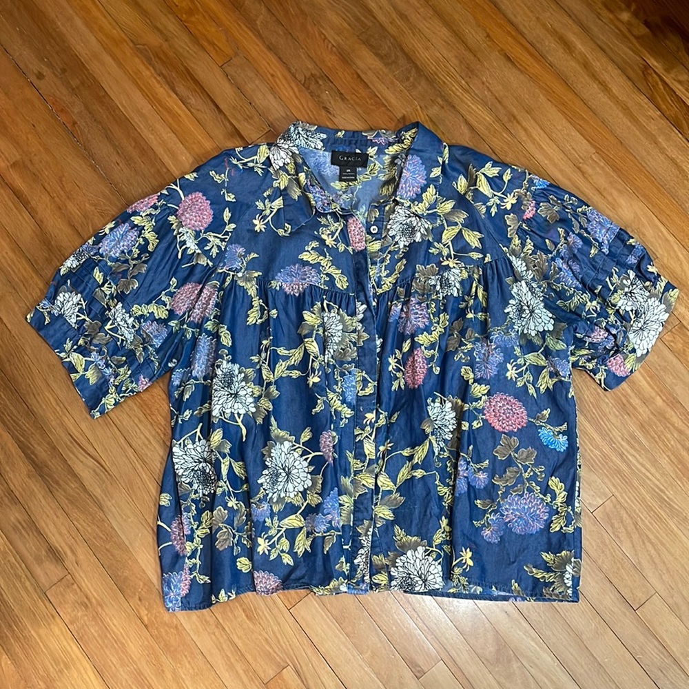 GRECIA DENIM BLOUSE (super soft!)